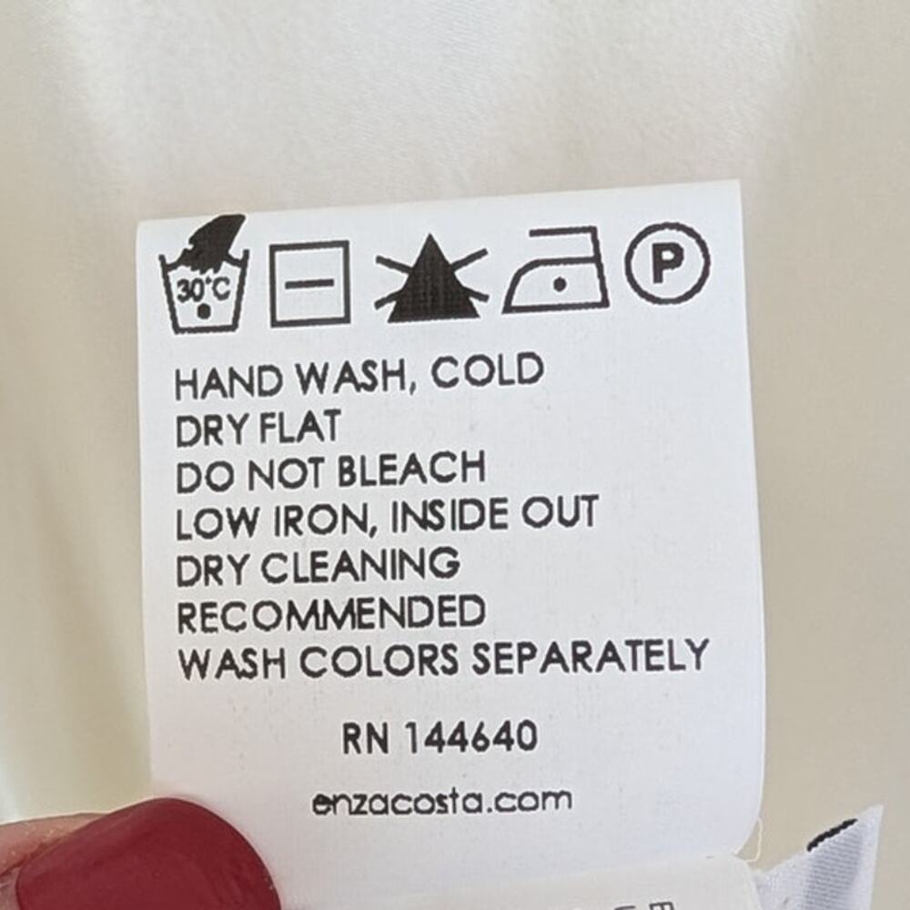 Enza Costa Off-White Satin Slip Maxi Dress Womens 2 Sleeveless Scoop Neck Split - Picture 10 of 10